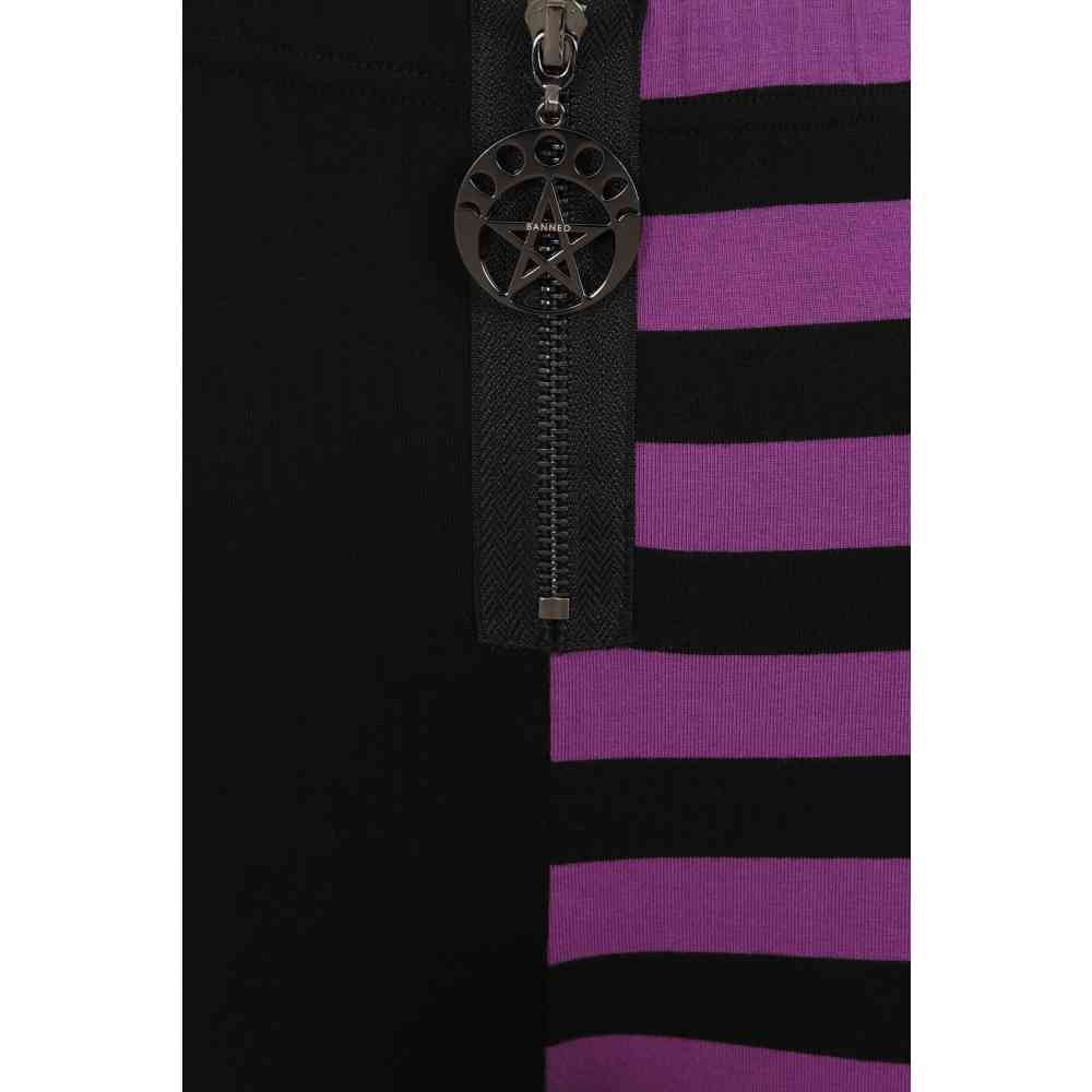 Banned - HALF BLACK HALF STRIPES Leggings - Violet